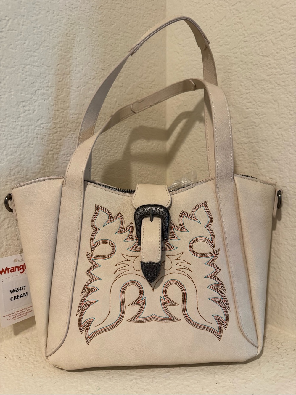 NWT Wrangler Embroidered Cream Shoulder Bag.